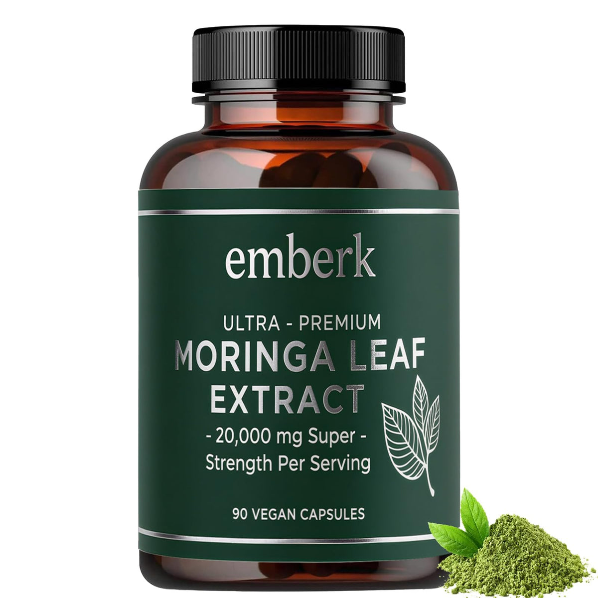 Capsules Moringa 20 000 mg vue de face avec étiquette
