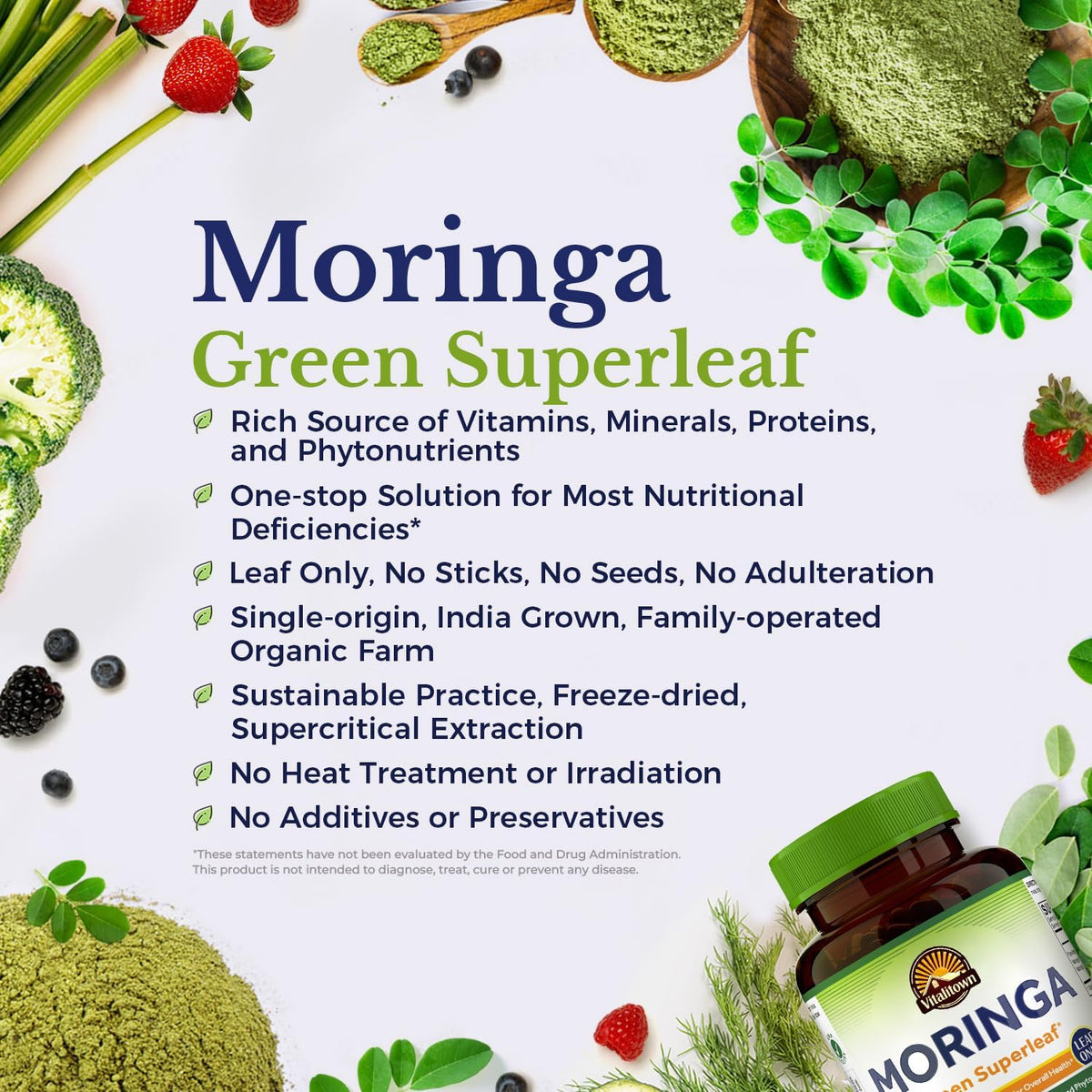 Capsules Moringa Vitalitown, vue de côté