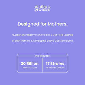 Capsules Mother's Promise Probiotique Prénatal sur fond blanc