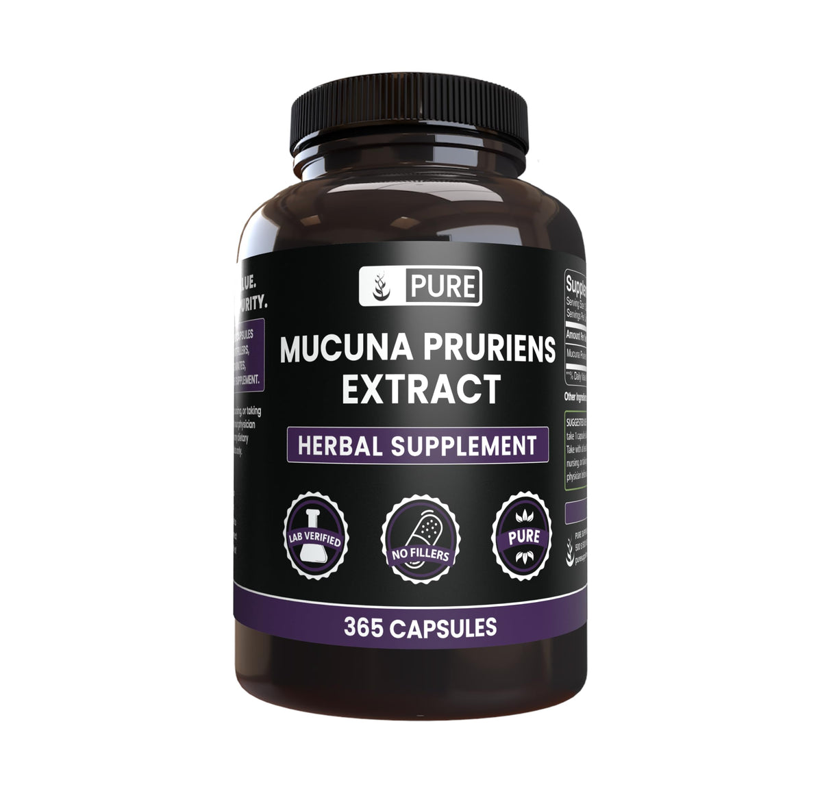 Capsules Mucuna Pruriens PURE ORIGINAL INGREDIENTS vue avant