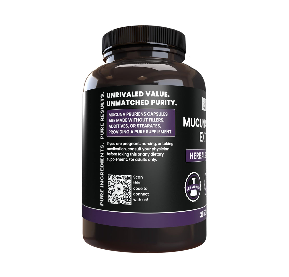 Capsules Mucuna Pruriens sur un fond neutre