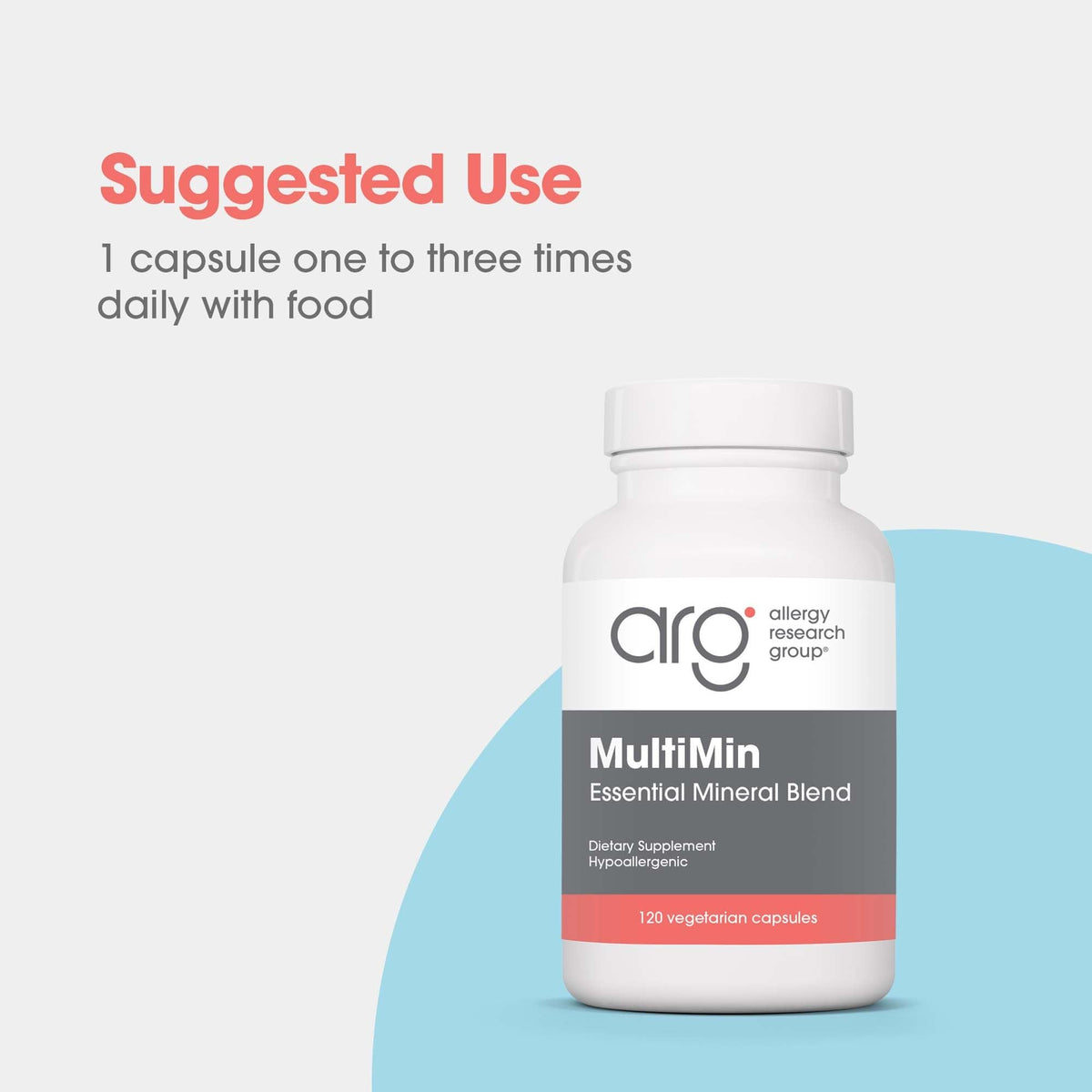 Capsules MultiMin d'Allergy Research Group sur une surface