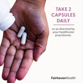 Capsules multivitamines prénatales Fairhaven Health sur fond blanc