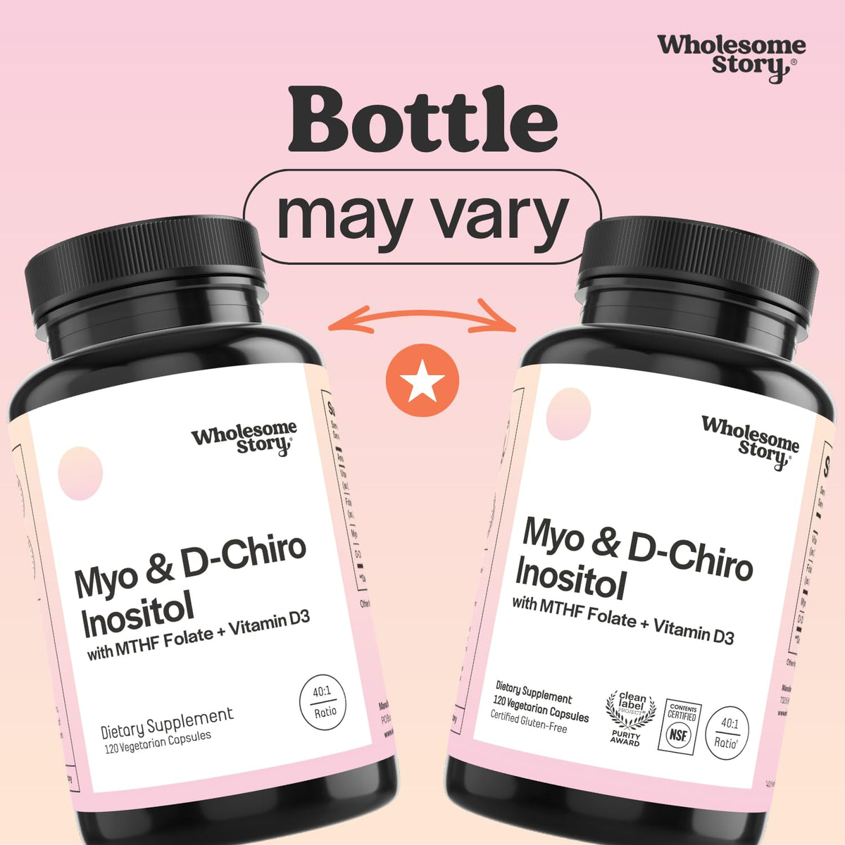Capsules Myo-Inositol et D-Chiro Inositol de Wholesome Story en gros plan