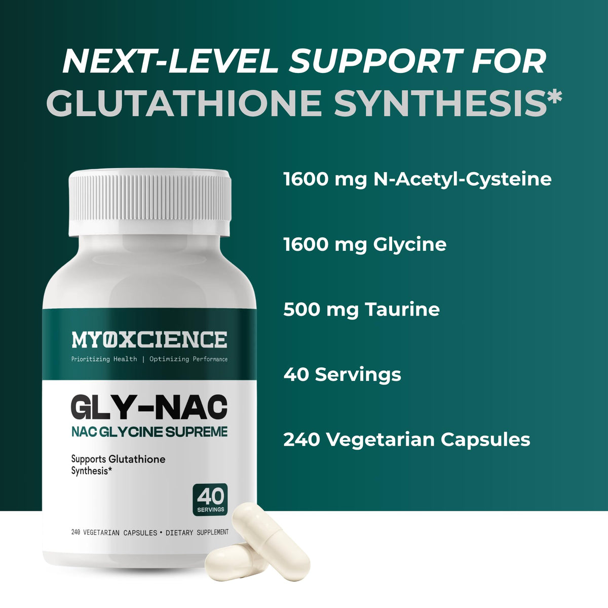 Capsules MYOXCIENCE NAC sur fond blanc