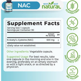 Capsules NAC 600 mg sur un fond blanc