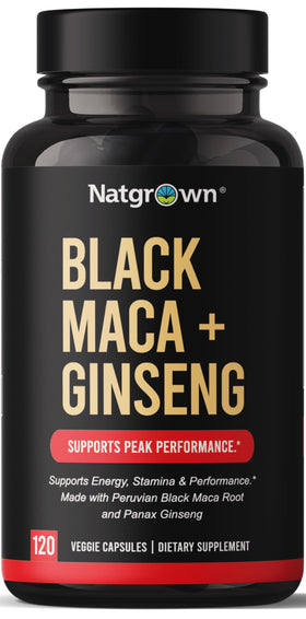 Capsules Natgrown de racine de maca noire et ginseng Panax, flacon de 120 unités