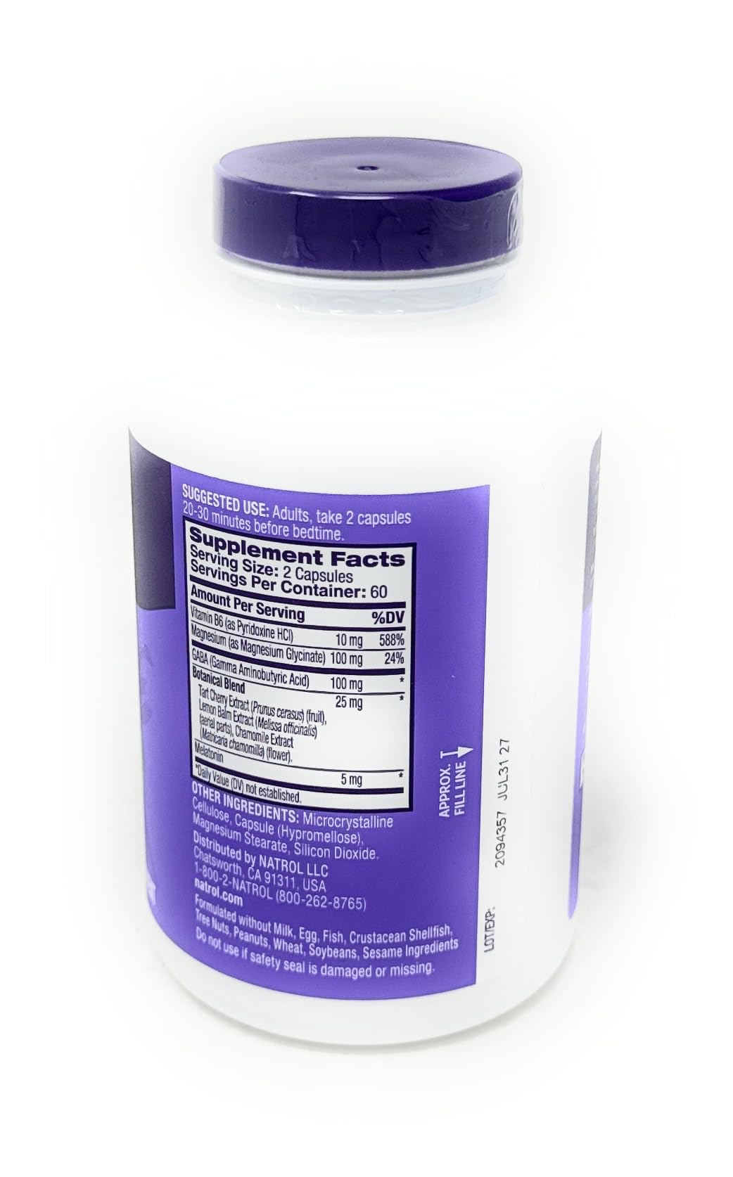 Capsules Natrol Sommeil & Récupération avec étiquette visible