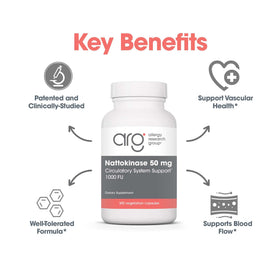 Capsules Nattokinase 50 mg sur fond blanc