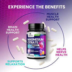 Capsules Nature's Nutrition Magnésium Citrate dans une main