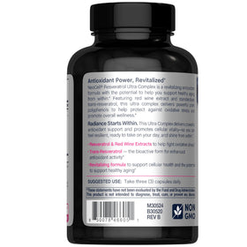 Capsules NeoCell Resvératrol sur une surface blanche
