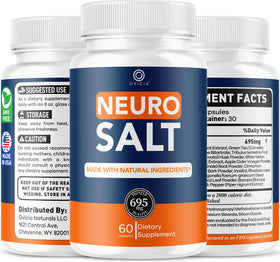 Capsules Neuro Salt OVICIA avec des ingrédients naturels en arrière-plan