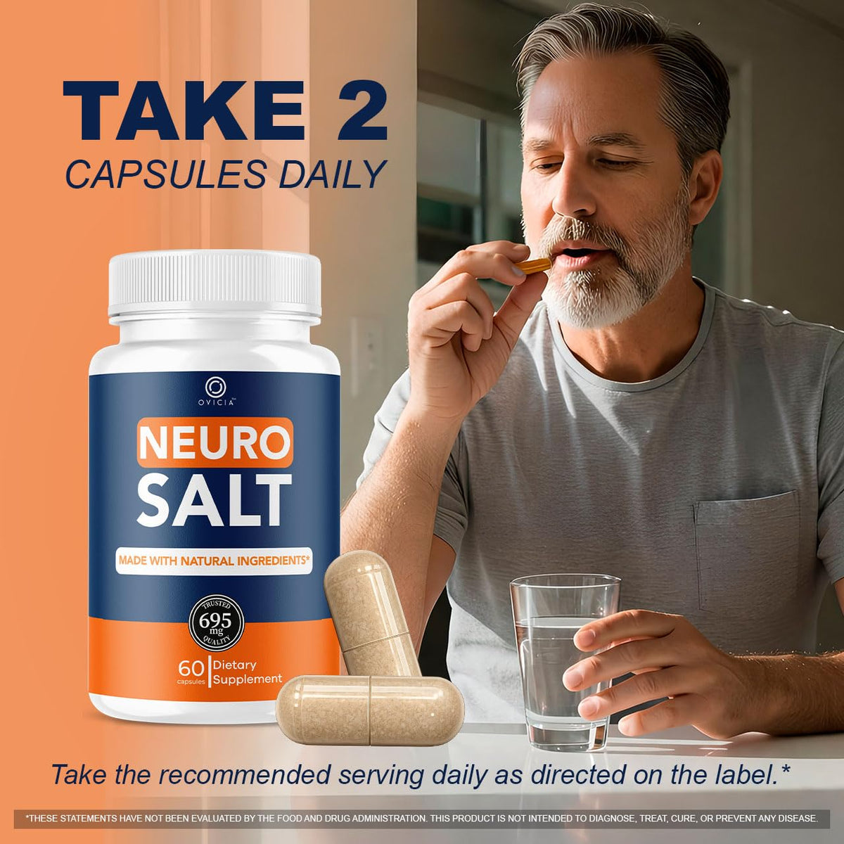 Capsules Neuro Salt OVICIA ouvertes avec quelques capsules visibles