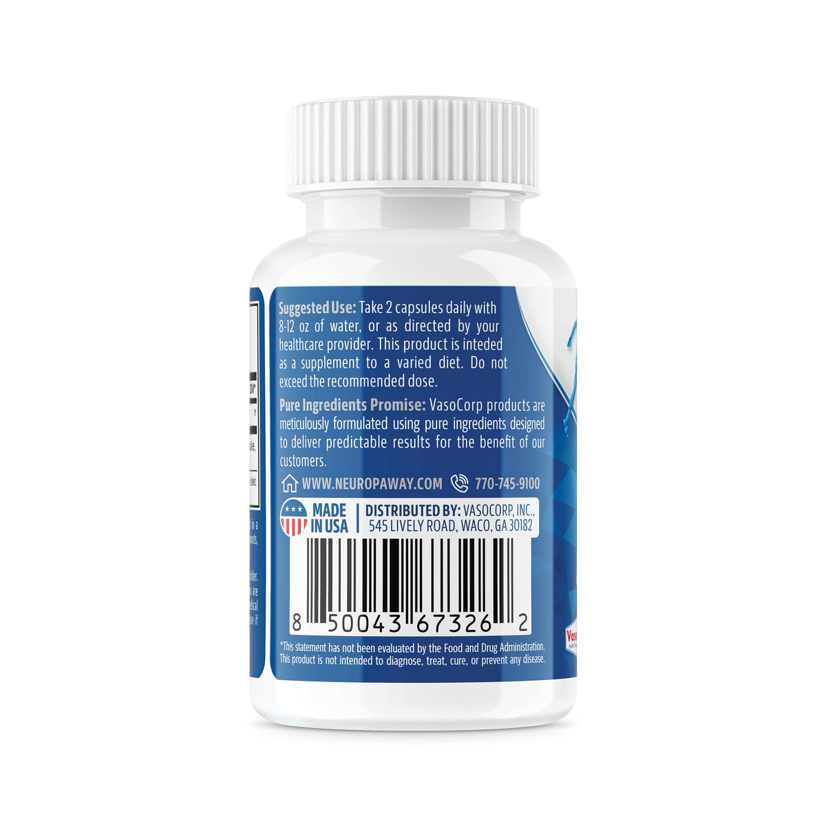 Capsules NeuropAWAY N-Acetyl-L-Carnosine sur une surface blanche