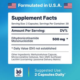 Capsules NMNH 500 MG d'AdvantageNutra avec étiquette visible