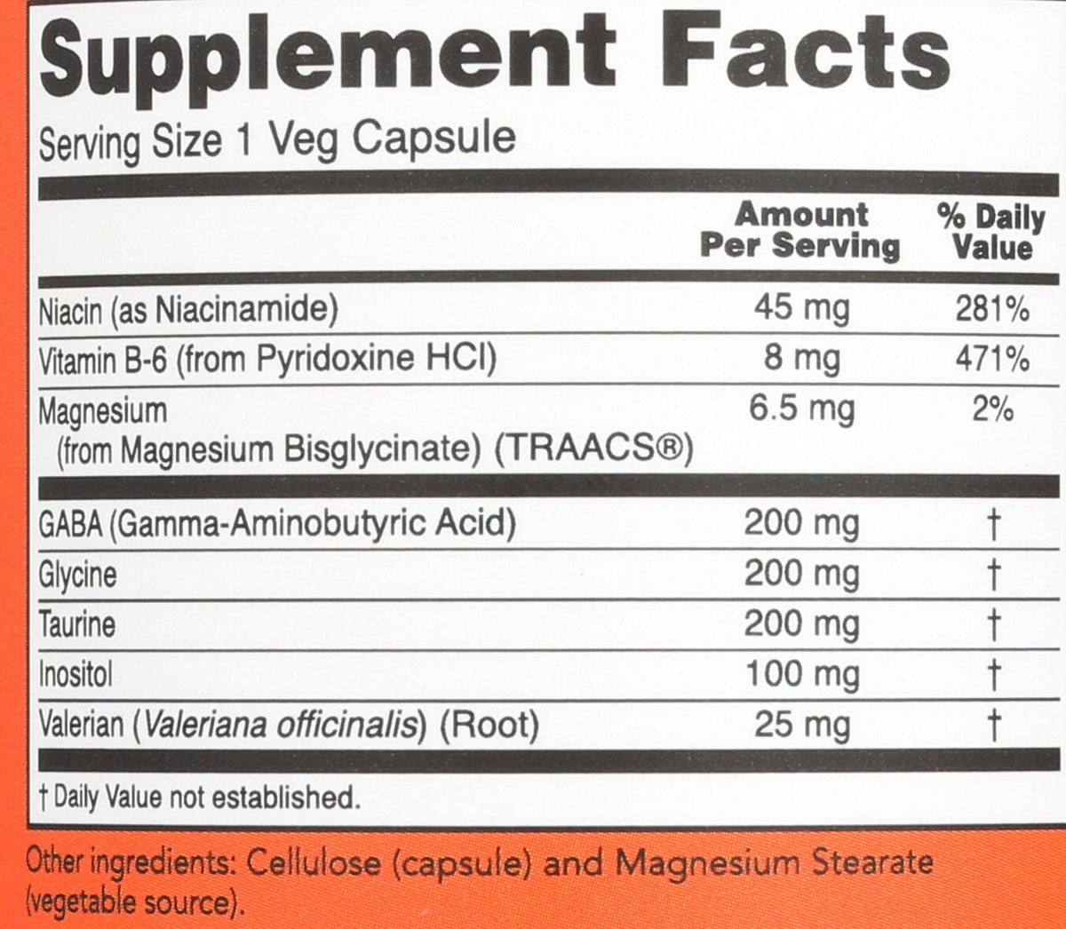 Capsules NOW Foods True Calm sur fond blanc