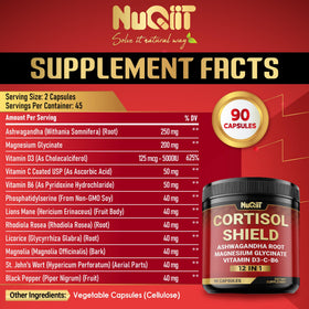 Capsules NUQIIT Cortisol Shield sur une surface blanche