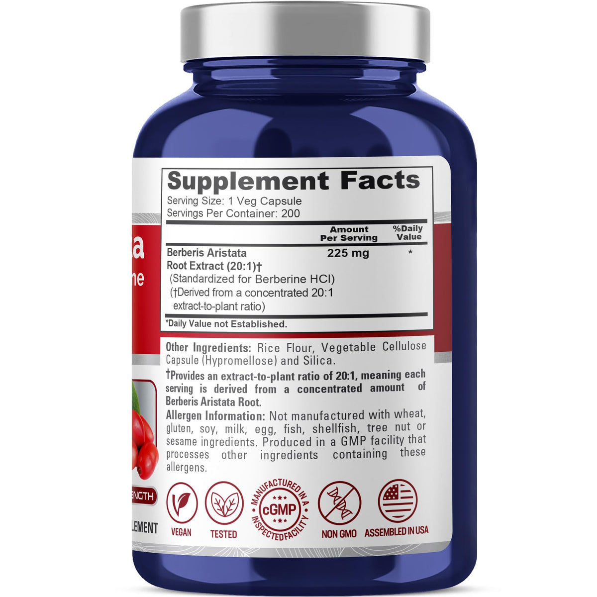 Capsules NusaPure Berberis Aristata sur une surface claire