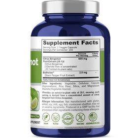 Capsules NusaPure Citrus Bergamot 600mg en gros plan dans la bouteille