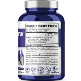 Capsules NusaPure Devil's Claw 250mg à l'intérieur du flacon