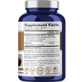 Capsules NusaPure Glucomannan sur fond blanc