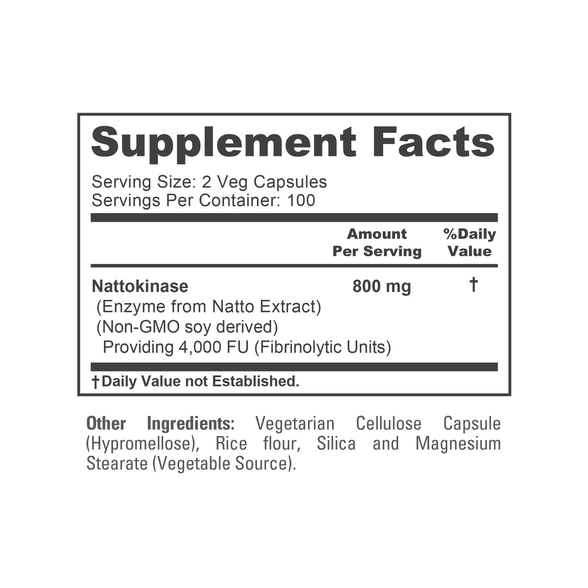 Capsules NusaPure Nattokinase 800mg sur fond blanc