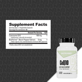 Capsules NutraBio CoQ10 100mg en gros plan
