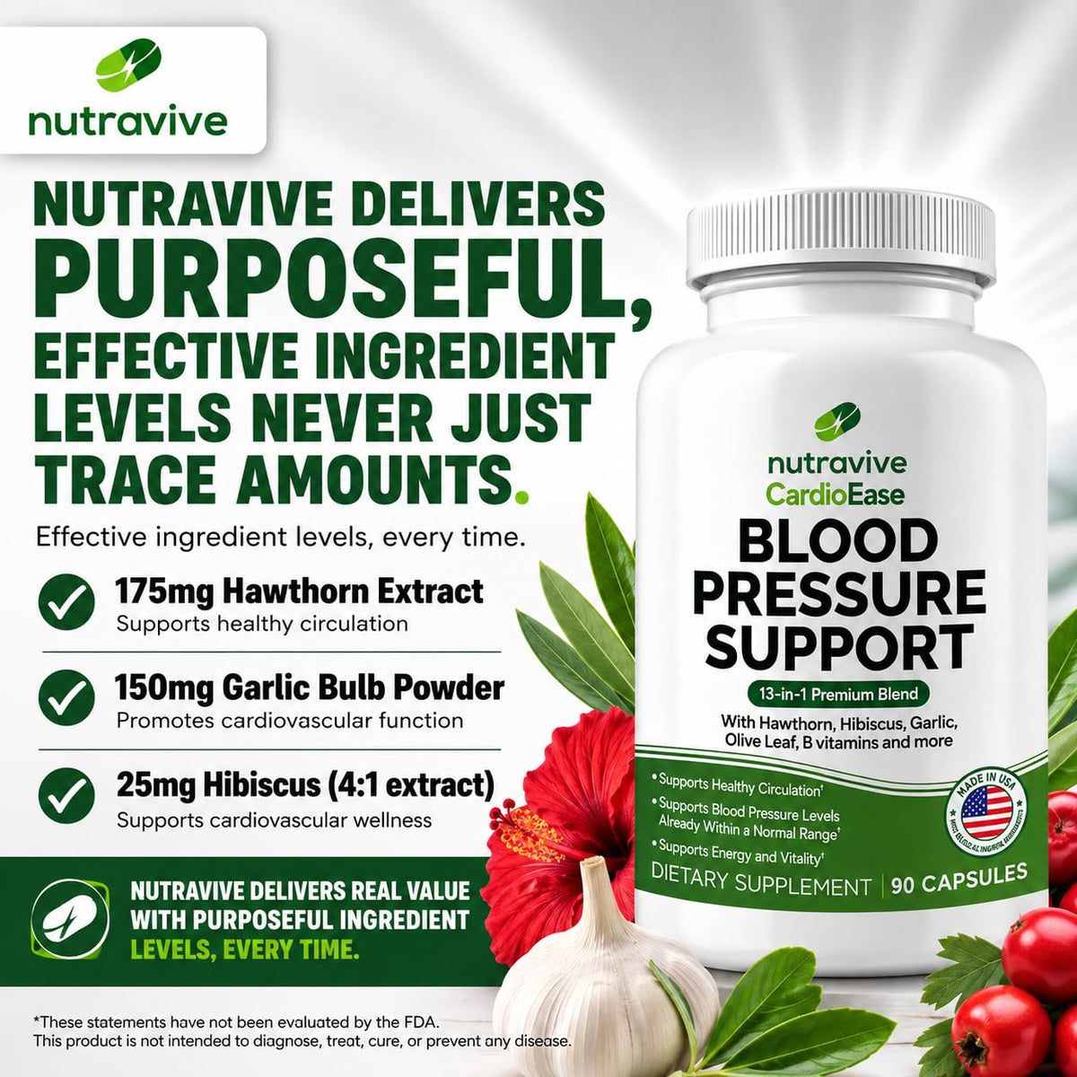 Capsules Nutravive 13 en 1 sur une table avec un verre d'eau