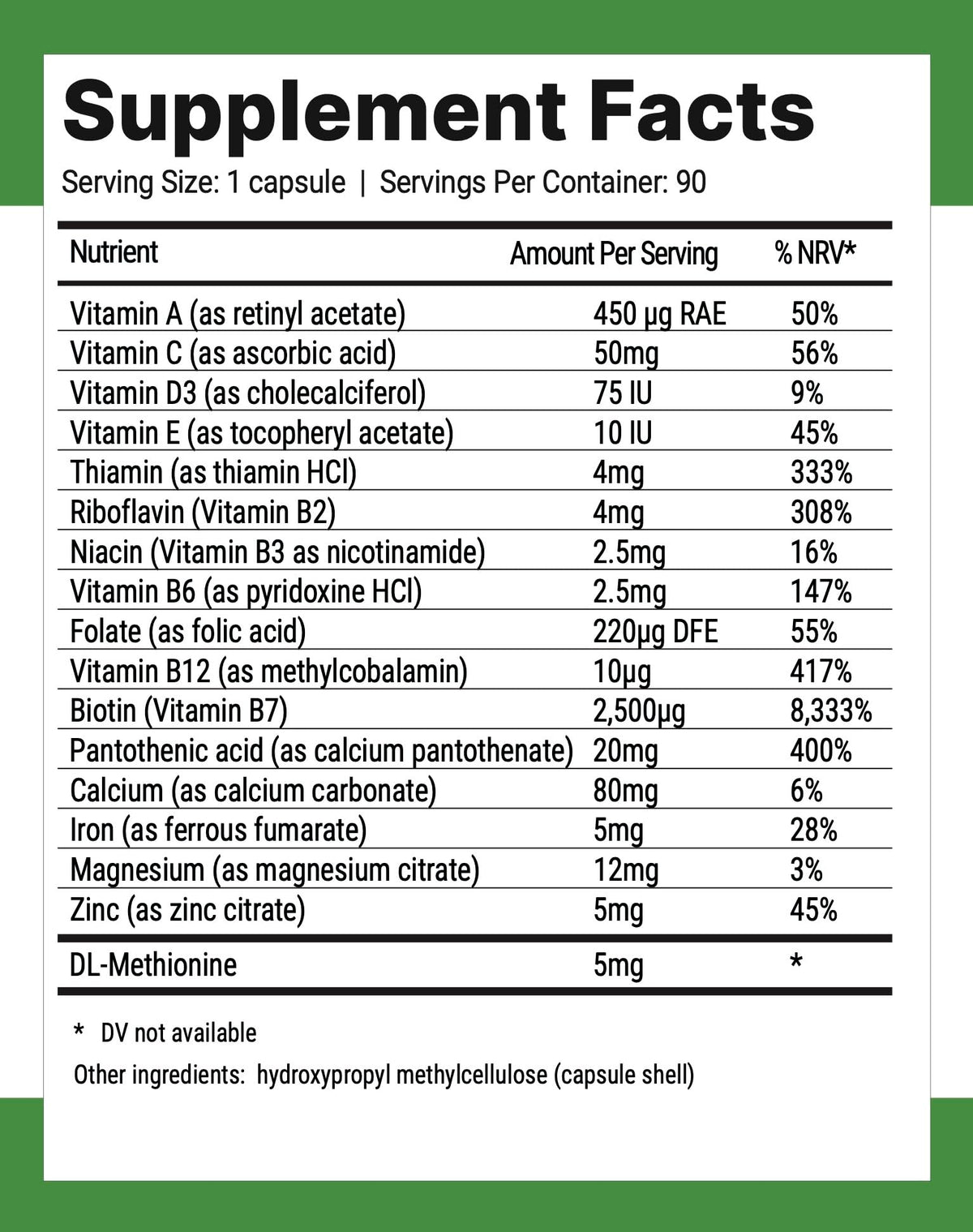 Capsules Nutri-Align Biotine 2500mcg sur une surface blanche