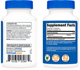 Capsules Nutricost Berberine HCl prêtes à être prises
