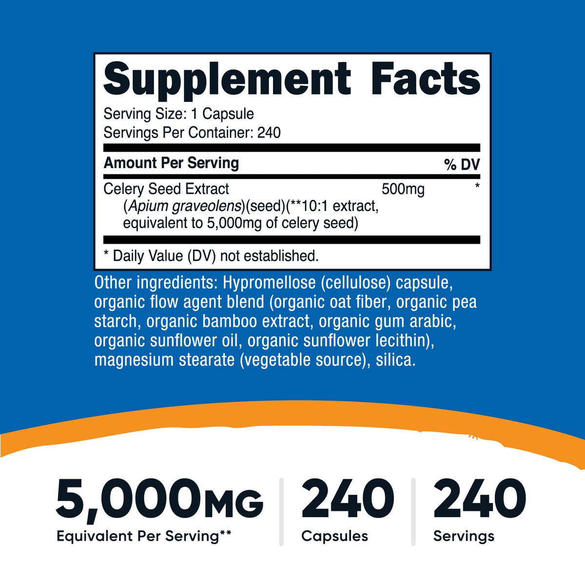 Capsules Nutricost Extrait de Graines de Céleri sur fond blanc