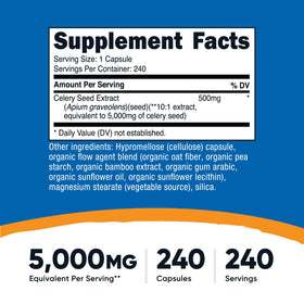 Capsules Nutricost Extrait de Graines de Céleri sur fond blanc