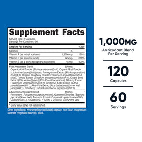 Capsules Nutricost Super Antioxidants, mise en avant de la taille et de la forme
