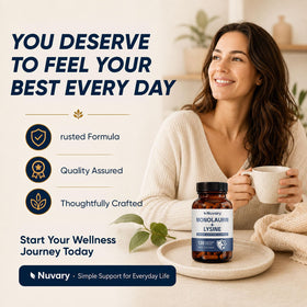 Capsules Nuvary de monolaurine et lysine dans une main