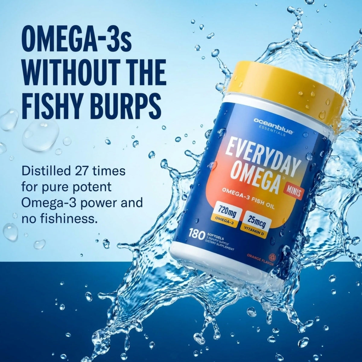 Capsules Omega Minis Oceanblue avec une légère saveur d'orange
