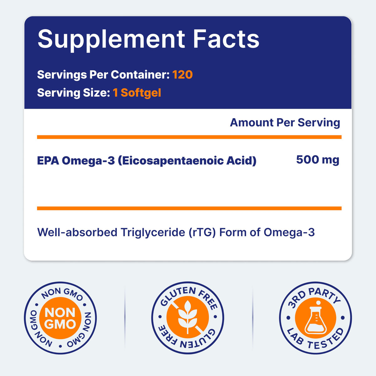 Capsules OmegaVia EPA 500 mg en gros plan