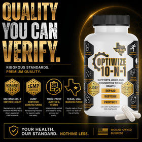 Capsules OptiWize 10 en 1 sur une surface blanche