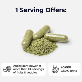 Capsules ORAC Energy Superfood de Paradise Herbs sur une table