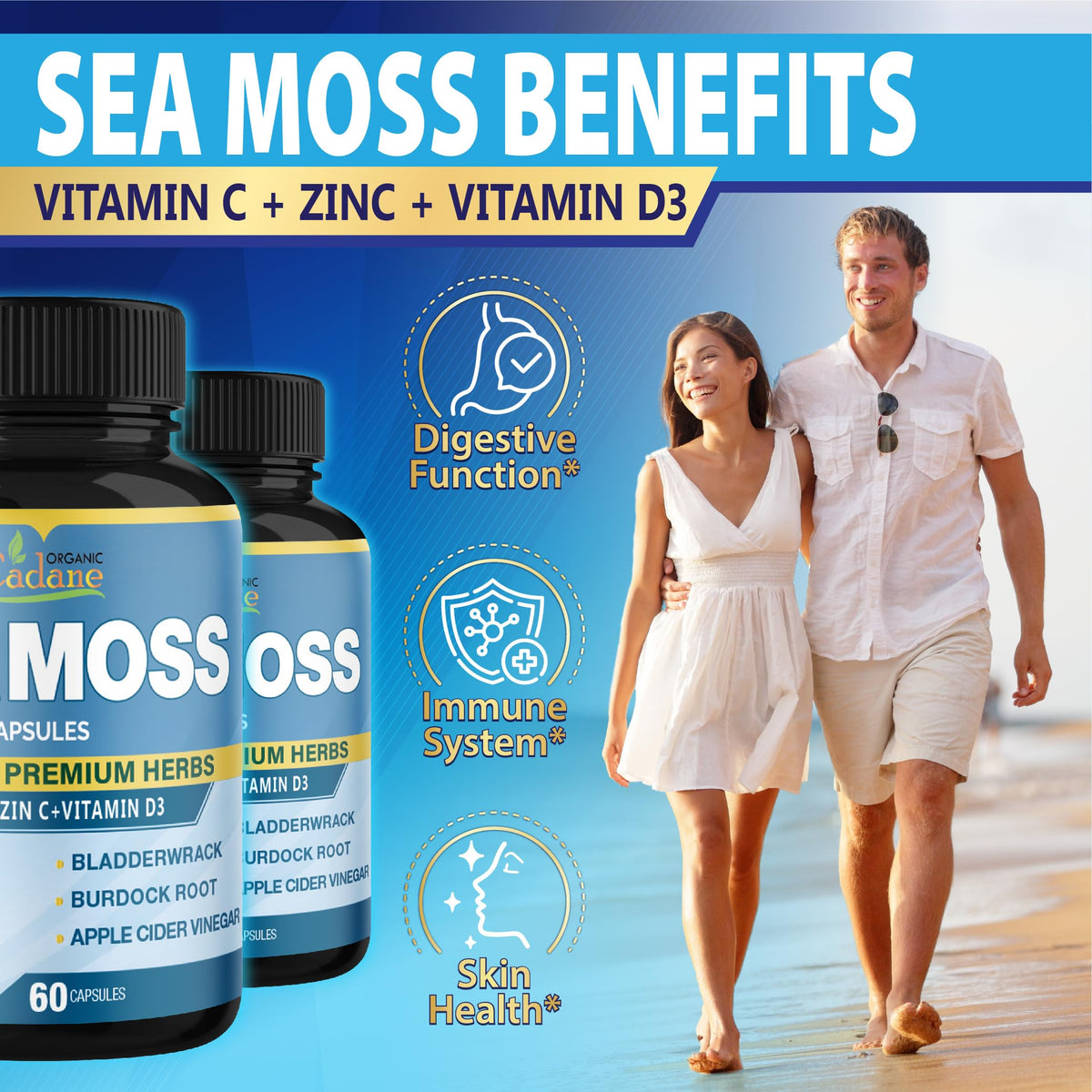 Capsules Organic Cadane avec vue sur le dosage recommandé