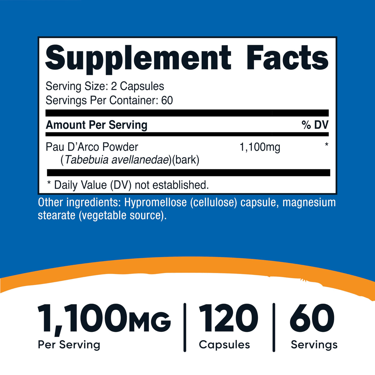 Capsules Pau D'Arco de Nutricost en gros plan