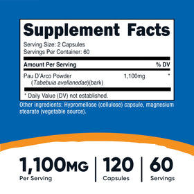 Capsules Pau D'Arco de Nutricost en gros plan