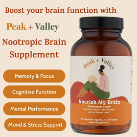 Capsules Peak + Valley sur une surface en bois