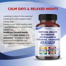 Capsules PEAKPURY Compléments Cortisol présentées sur une surface blanche