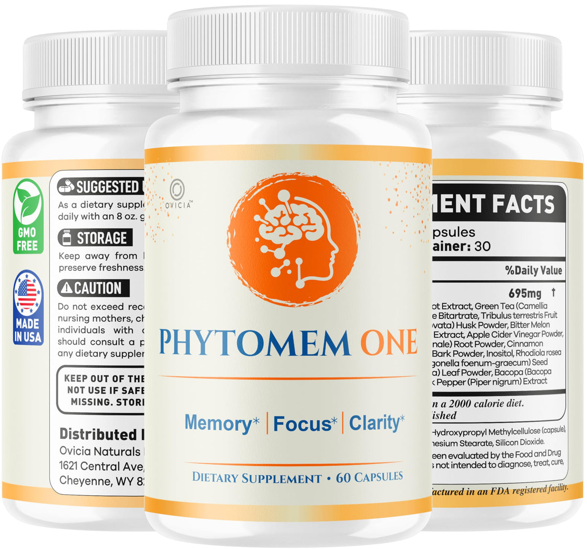 Capsules Phytomem One d'OVICIA, affichage des ingrédients sur l'emballage