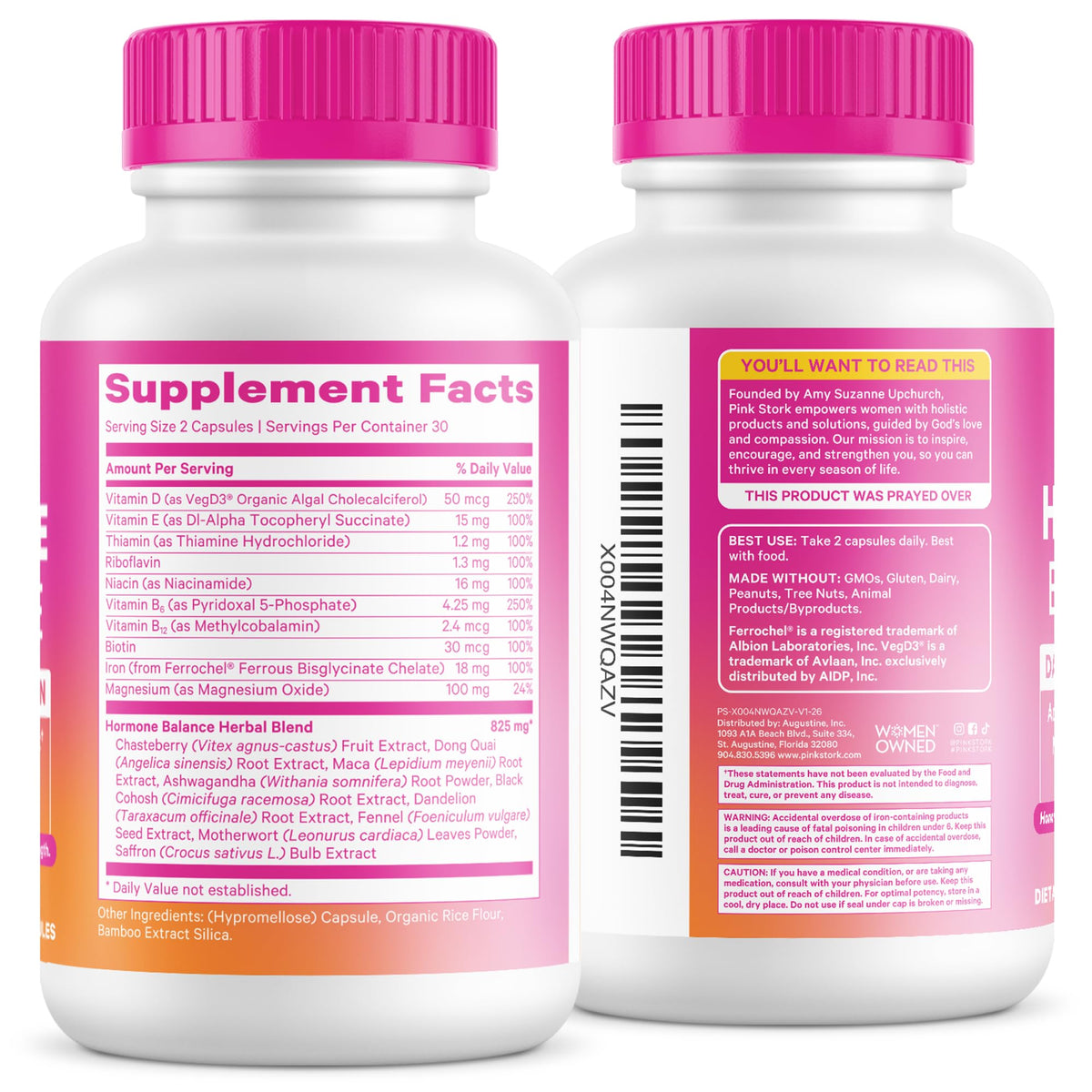 Capsules Pink Stork dans une main