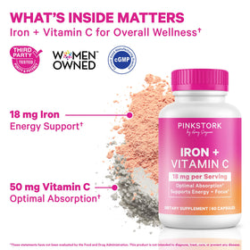 Capsules Pink Stork Fer Femme sur une surface blanche