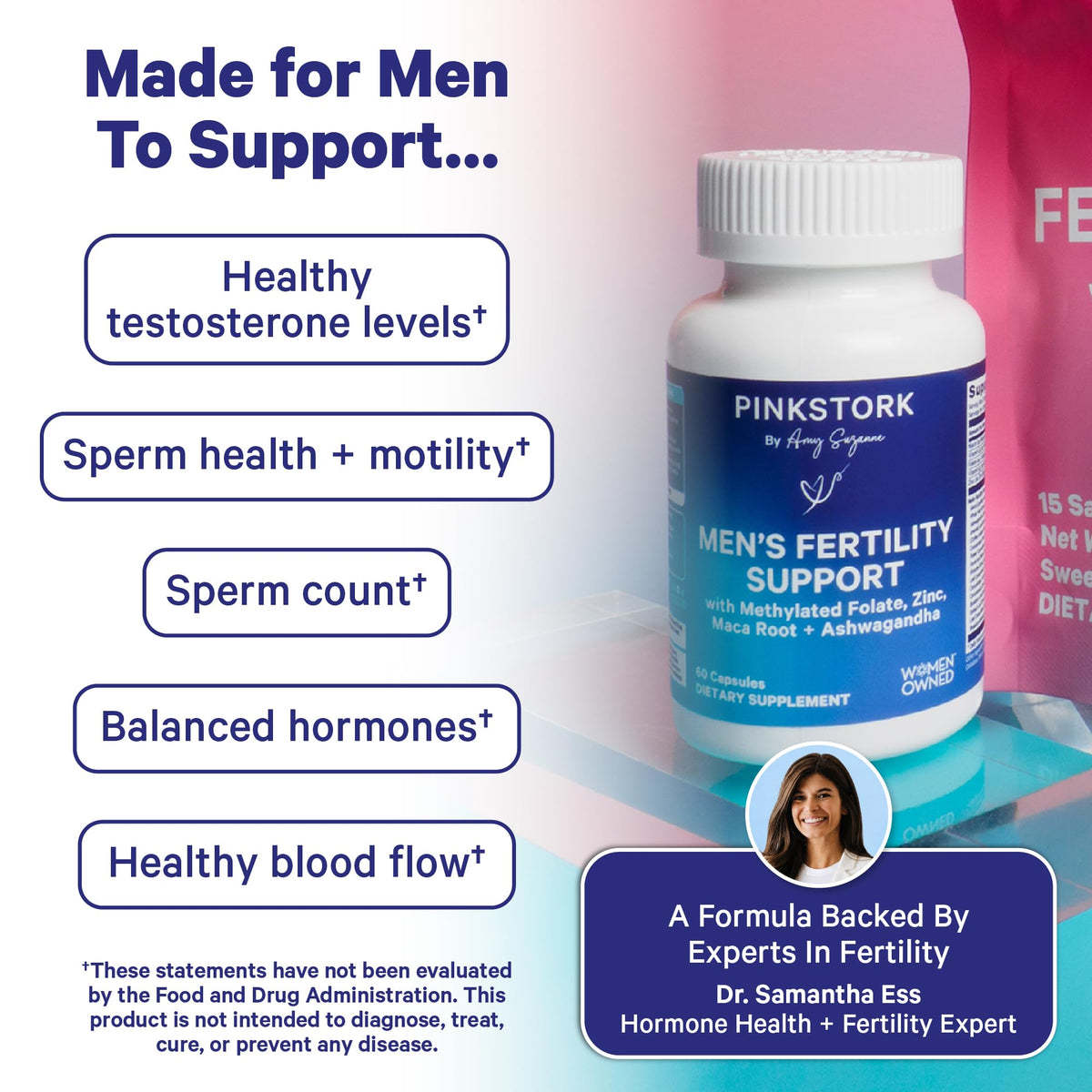 Capsules Pink Stork Fertilité Masculine sur fond blanc