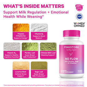 Capsules Pink Stork No Flow sur une surface blanche