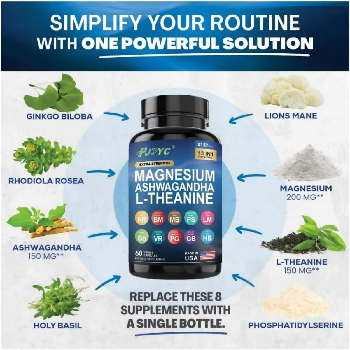 Capsules PJRYC Complément Alimentaire Cortisol sur une table