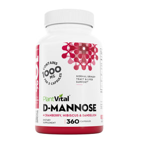 Capsules Plantvital D-Mannose 1000mg avec extrait de canneberge, vue de face